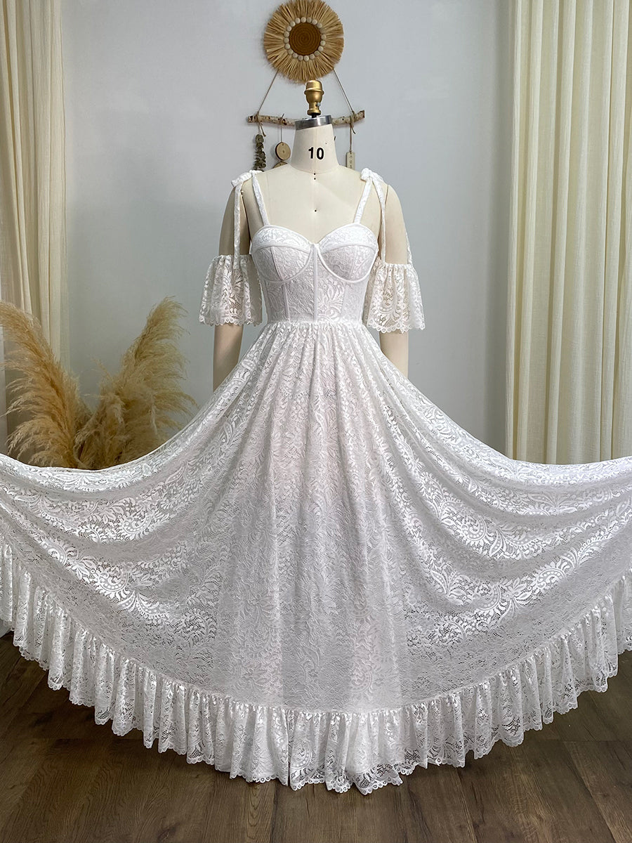 Boho Lace Maxi Dress for Wedding Vintage Bohemian Bridal Dress YW240036 Boho Lace Maxi Dress for Wedding Vintage Bohemian Bridal Dress YW240036