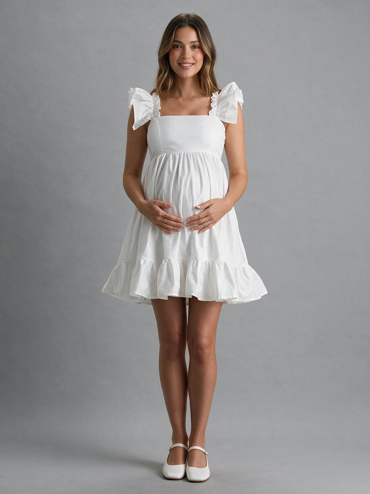 Ruffle Sleeve Tiered Babydoll Maternity Dress for Baby Shower YM261002