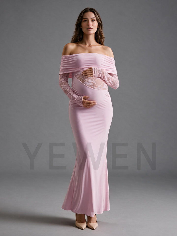 Jersey Lace Maternity Dress for Baby Shower