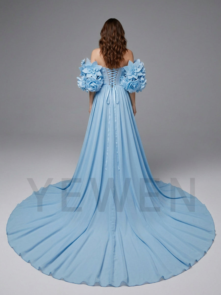 Off-Shoulder Oversized 3D Floral Maternity Photoshoot Gown YD260903