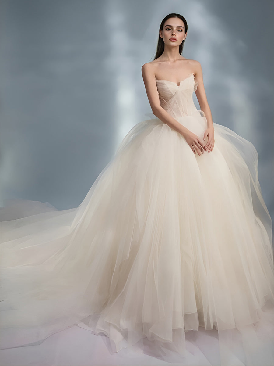 Princess A Line Colored Wedding Dress Puffy Layer Tulle Skirt Bridal Gown 18W / Picture Color