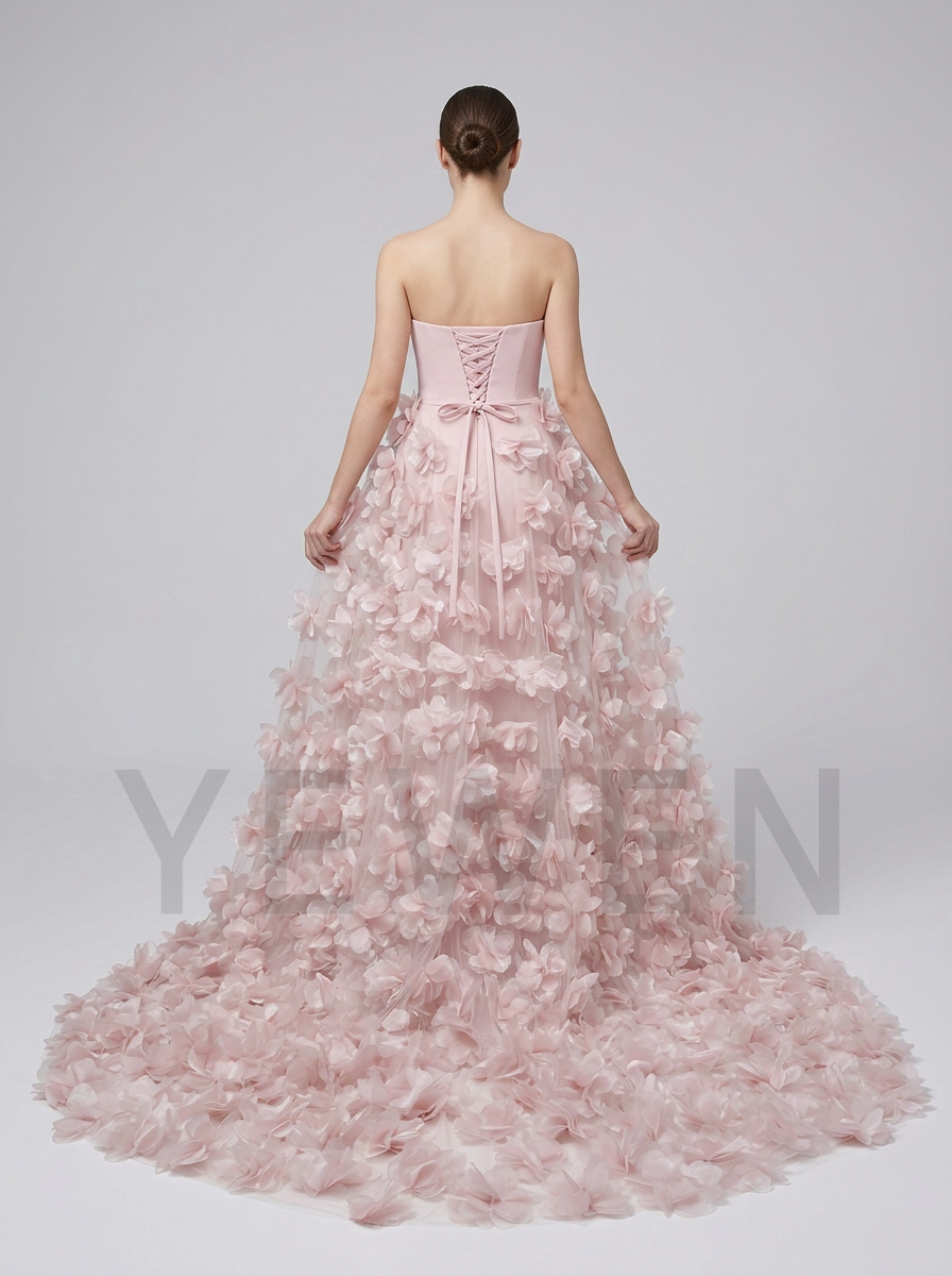 Strapless Swimwear Fabric 3D Floral Maternity Photoshoot Gown YD260907