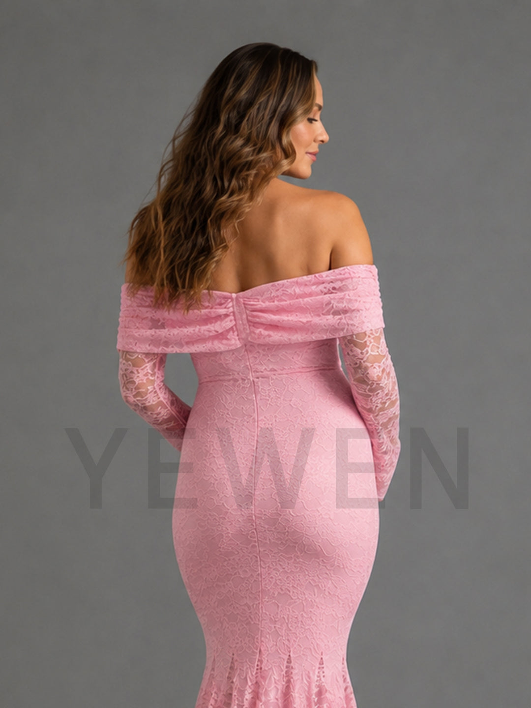 Light Pink Lace Maternity Maxi Dress for Baby Shower
