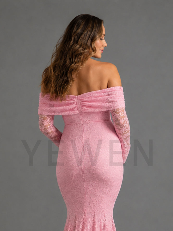 Light Pink Lace Maternity Maxi Dress for Baby Shower