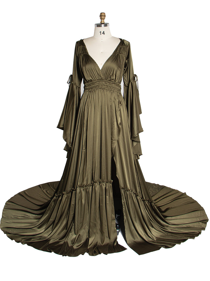 Soft Satin Boho Maxi Dresses for Photo Shoots Photography Dresses YW240124