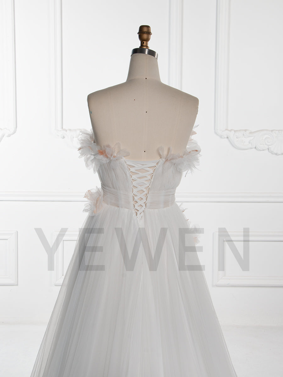Elegant Tulle Dress for Photoshoot  with Delicate 3D Floral Birthday Gown Bridal Dresses YW250052