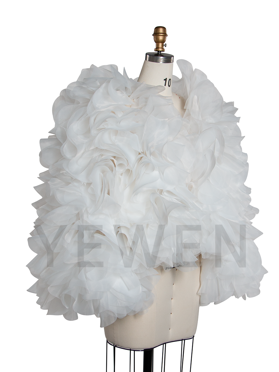 Fashion White Organza Women Jacket Photography Maternity Blouse Outerfit YW251050