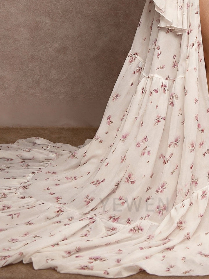 New Printing Chiffon Maternity Dress Photoshoot Pregnnat Women Baby Shower Dress