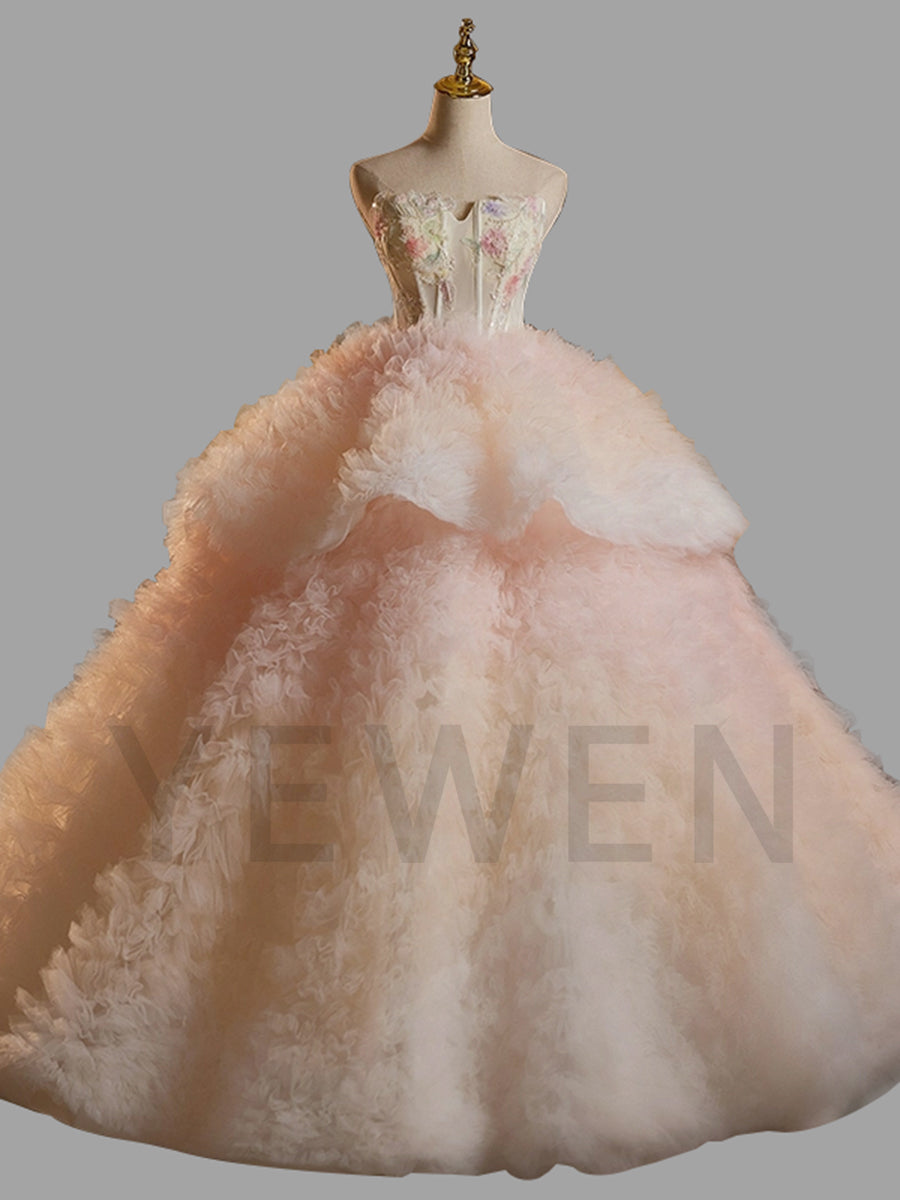 Luxury Tiered Ball Gown Tulle Special Occasion Gown