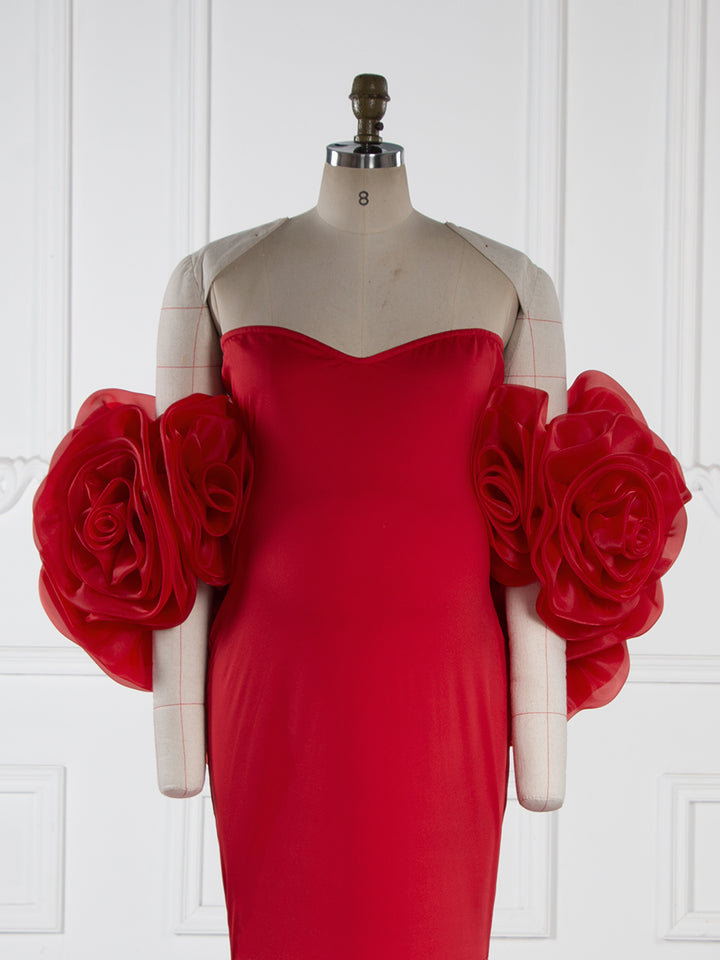 Purple Mermaid Maternity Dress with Floral Wraps Stretchy Maternity Dress Pregnancy Dress Shoot YW251008