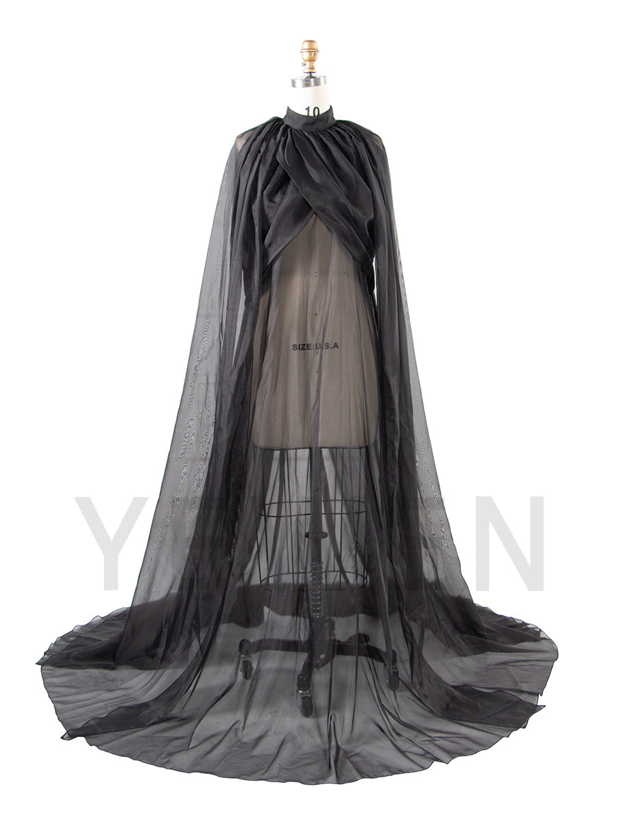 Sheer Maternity Cape Gown Olive Green Maternity Photoshoot Dress YW250037