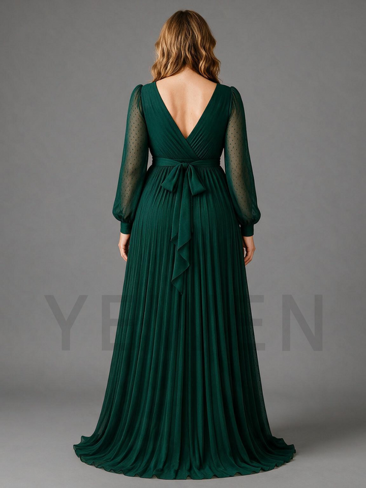 Flowy Green Wrap V-Neck Maternity Dress For Baby Shower
