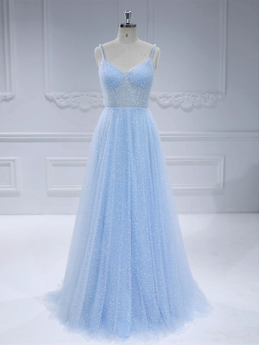Glitter A-Line Tulle Bustier Gown Prom Dresses | Stunning Evening Fashion yewendress Glitter A-Line Tulle Bustier Gown Prom Dresses | Stunning Evening Fashion yewendress