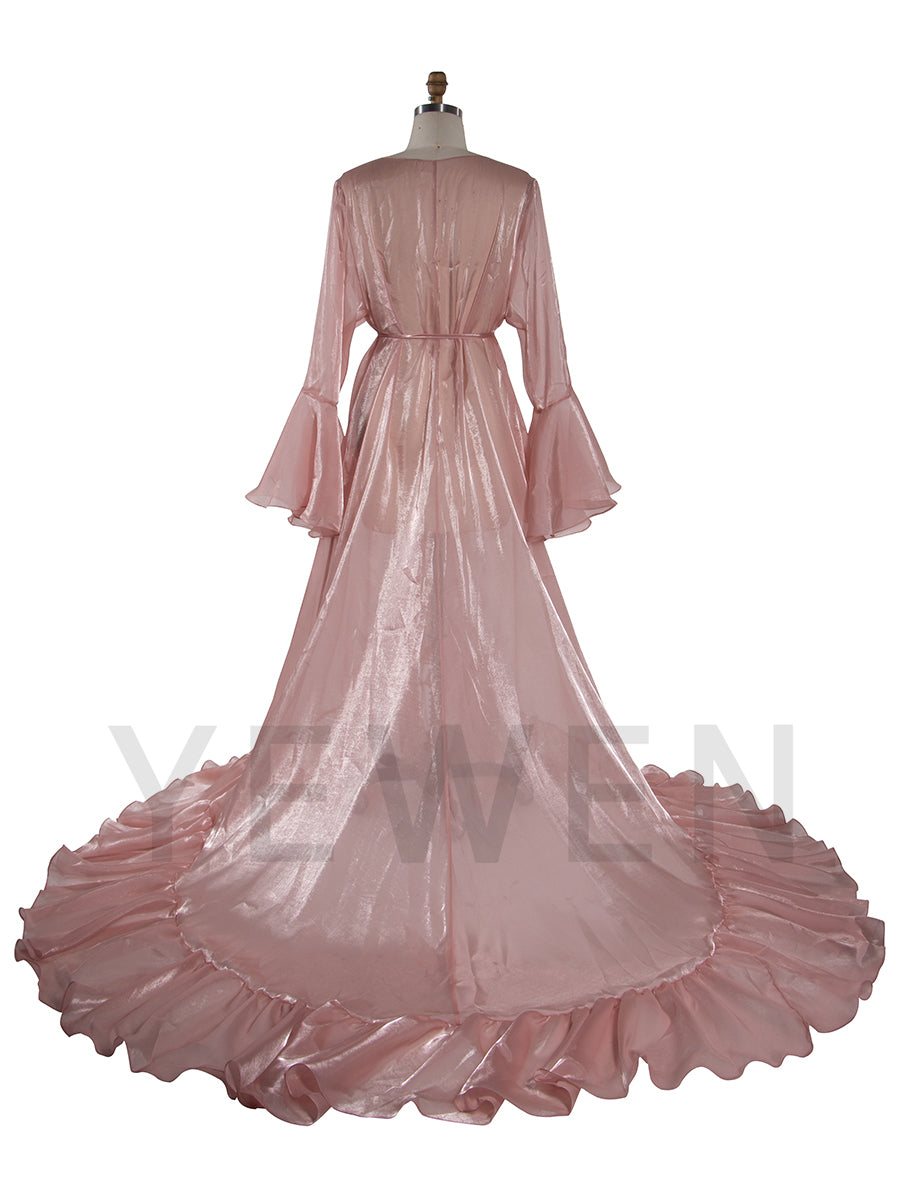 Ruffles Flar Sleeves Maternity Photoshoot Dress Pregnancy Dresses for Photo Shoots YW240524