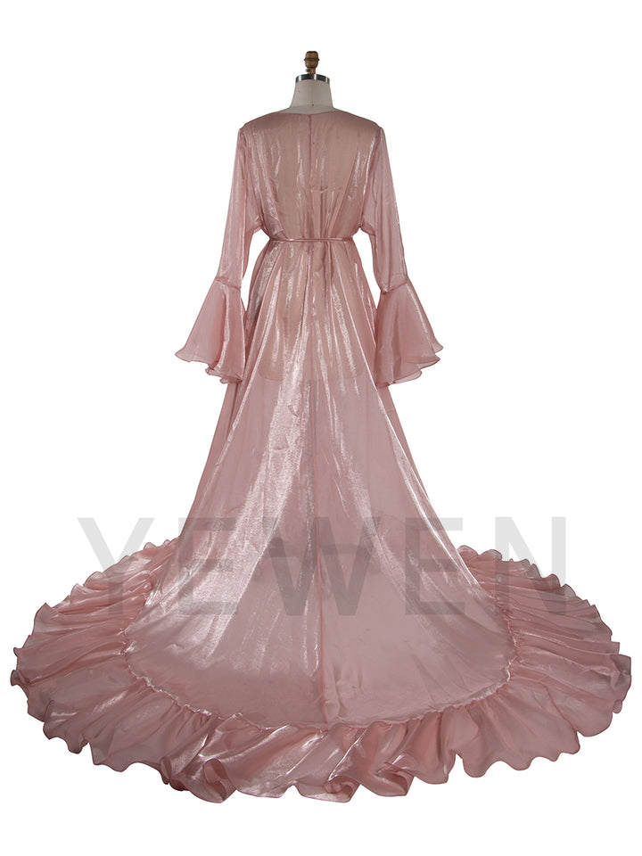 Ruffles Flar Sleeves Maternity Photoshoot Dress Pregnancy Dresses for Photo Shoots YW240524