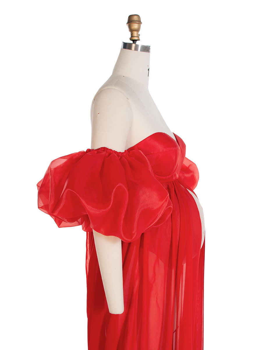 Soft Chiffon Baby Bump Pregnancy Dress for Photoshoot Maternity Baby Shower Dress YW240202 16-16W / Custom Color