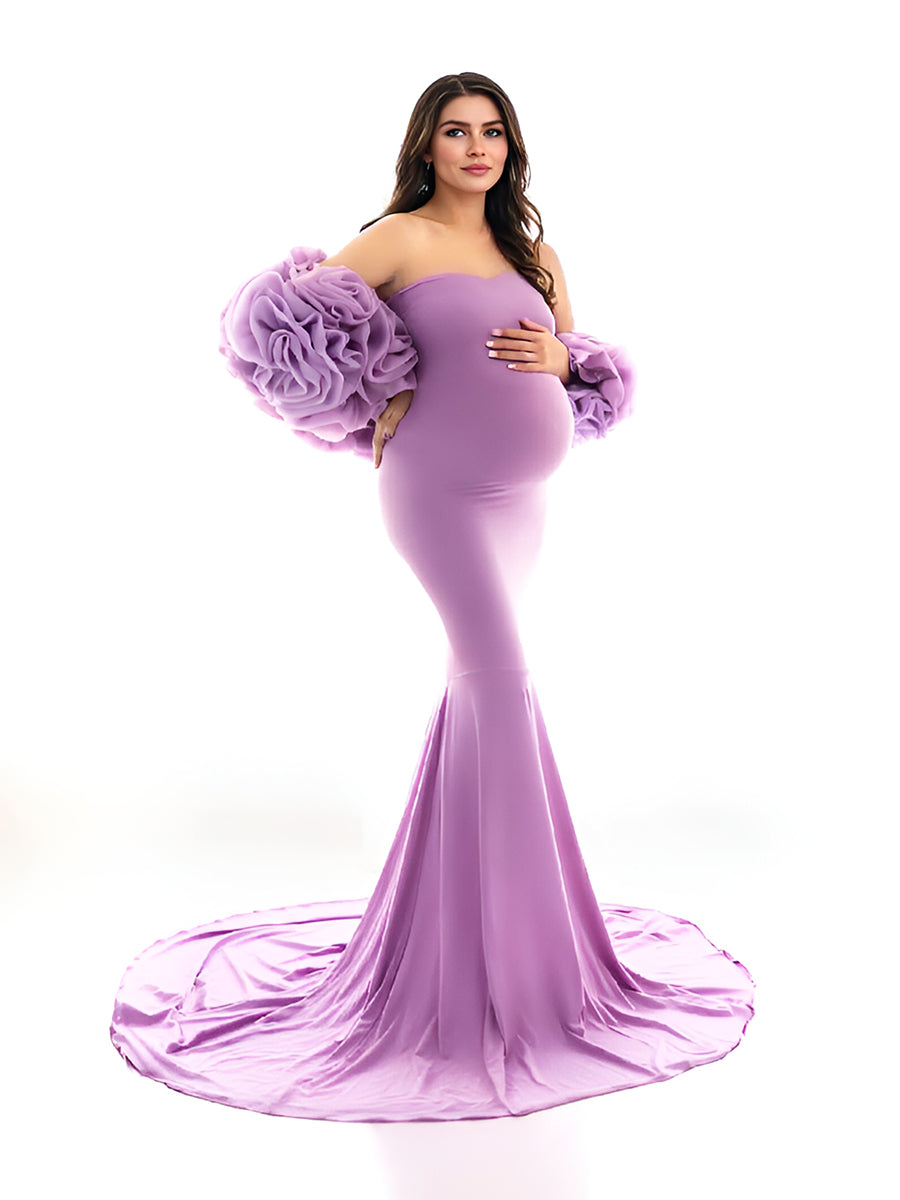 Purple Mermaid Maternity Dress with Floral Wraps Stretchy Maternity Dress Pregnancy Dress Shoot YW251008 – yewendress Purple Mermaid Maternity Dress with Floral Wraps Stretchy Maternity Dress Pregnancy Dress Shoot YW251008 – yewendress