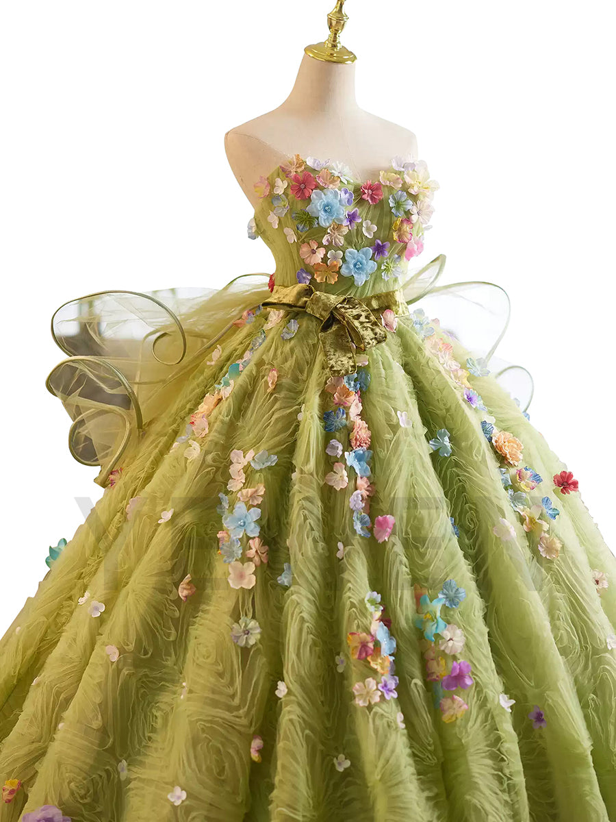 Customized Quinceanera Dress 3D Flowers Appliques Ball Gown