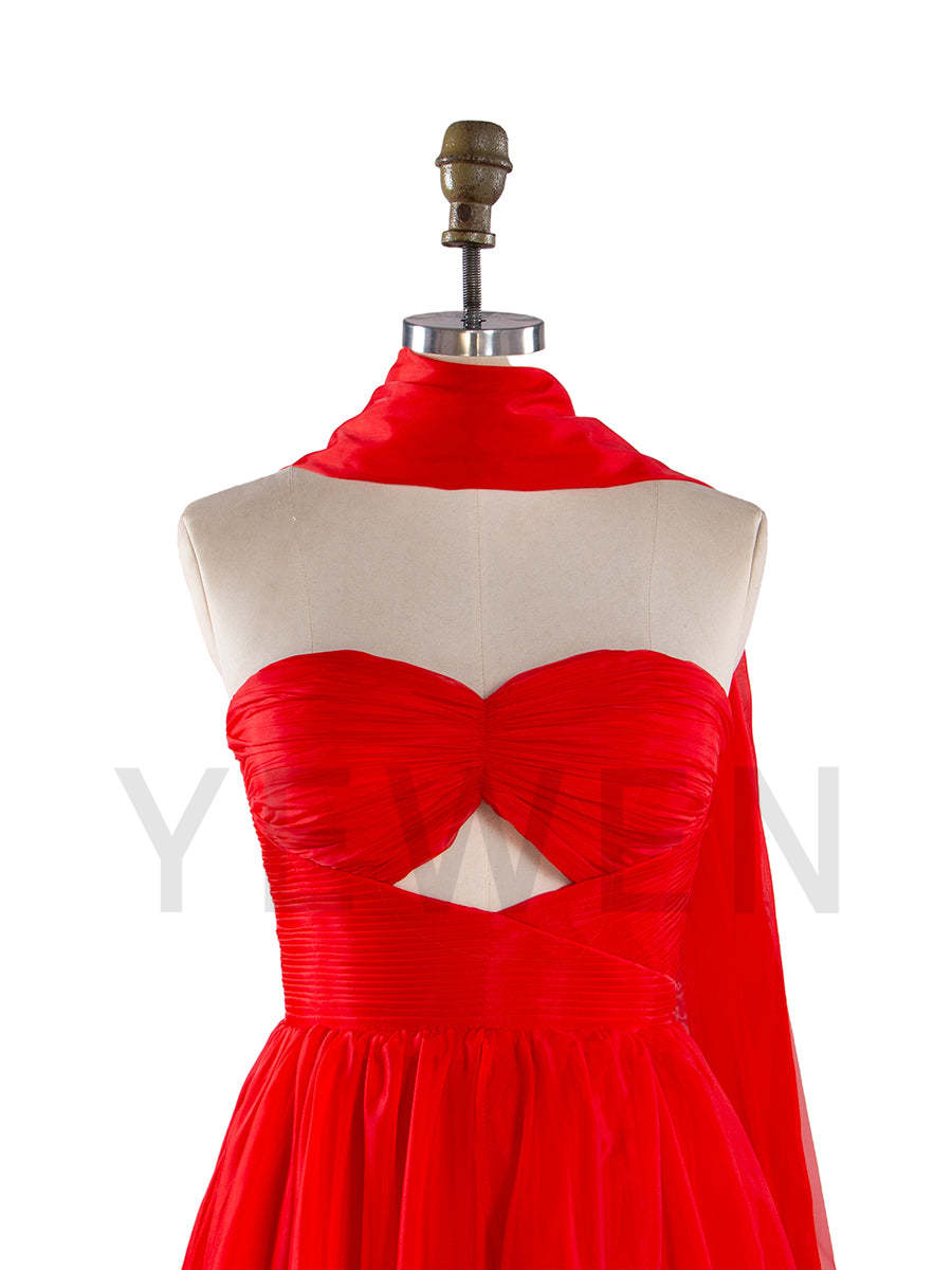 Red Flying Dress for Photoshoot Long Train Silk Soft Organza Flowy Dress YW240111-1