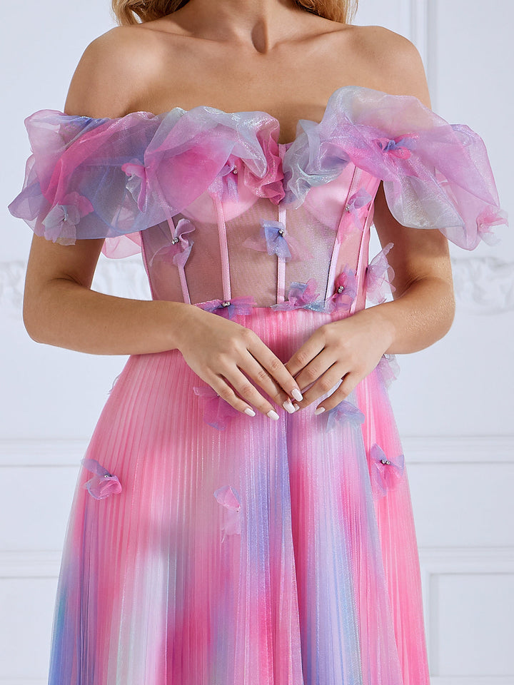 Iridescent A Line Elegant Maxi Prom Gown Floor Length  #90066