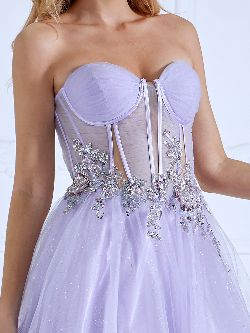 silver and purple prom dresses Purple V-Neck Lace Long Prom Dress, Purple Gradient Party Dress with P