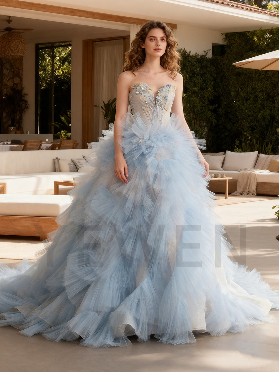 Formal Evening Dress Multilayers Gala Gown Wedding Photography Dress