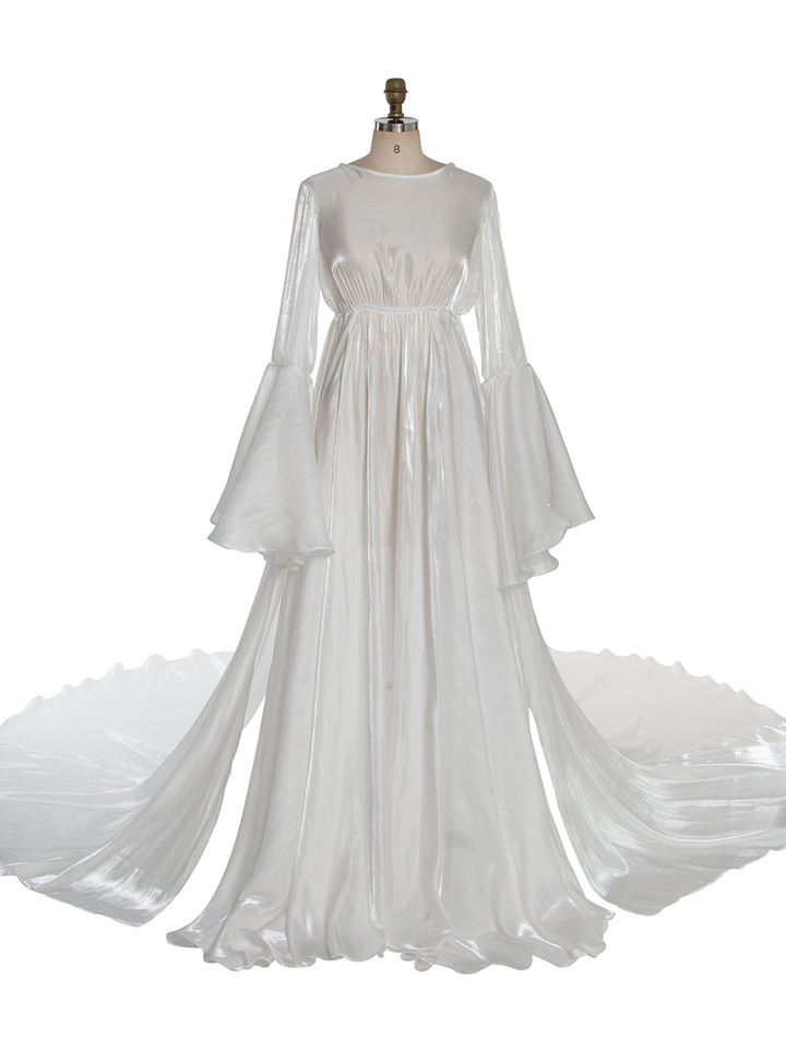 Bell Sleeves Maternity Dress Photoshoot Pregnancy Gown for Baby Shower YW251054