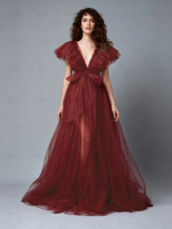 Maternity Photoshoot Dress Tulle Pregnancy Gown Baby Shower Outfit YW260221