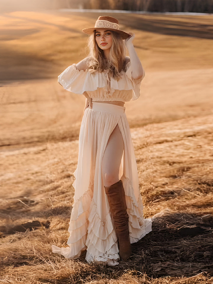 2 Piece Set Photography Dress Bump Friendly Boho Gown for Photoshoot Comfortable Pregnancy Shooting Dress YW251018