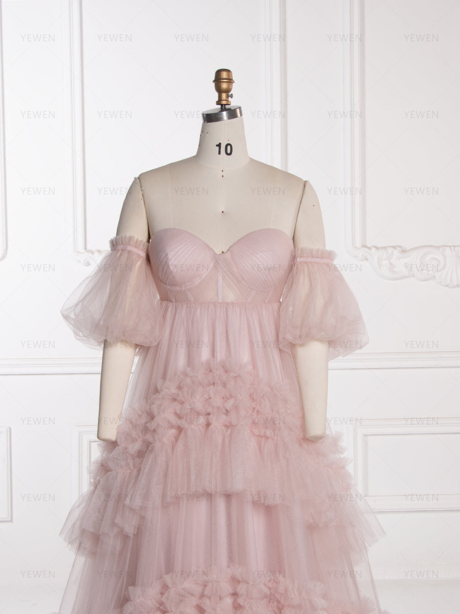 High Waist Tulle Gown for Photoshoot Tiered Ruffles Tulle Dress for Event YW251037-1 yewendress High Waist Tulle Gown for Photoshoot Tiered Ruffles Tulle Dress for Event YW251037-1 yewendress