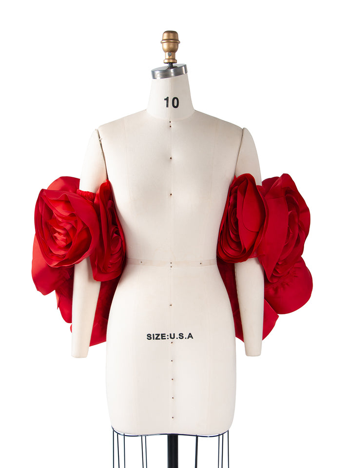 Handmade 3D Rose Short Cape for Engagement Photo Shoot Bridal Photography Props YW251014