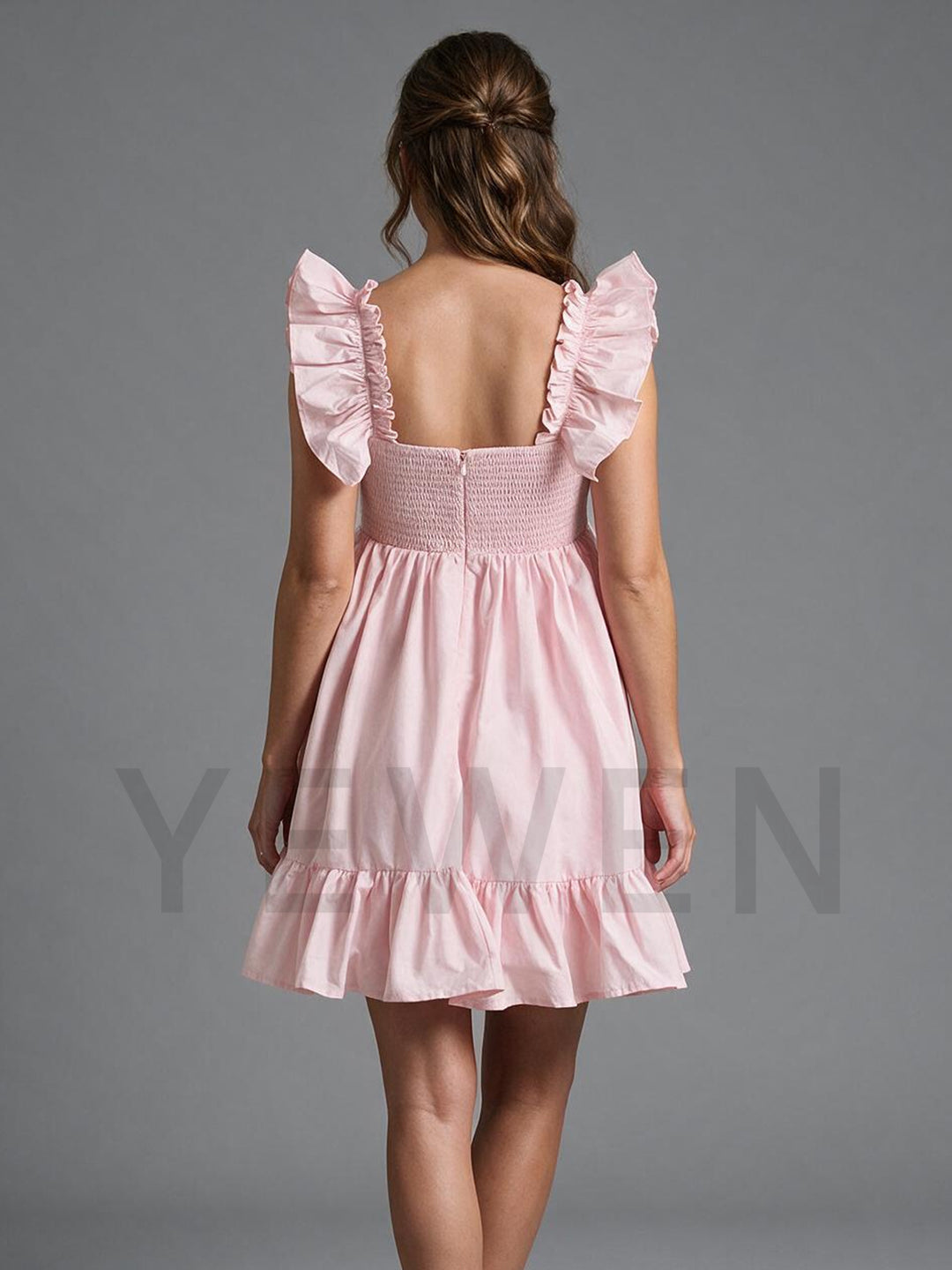 Ruffle Sleeve Tiered Babydoll Maternity Dress for Baby Shower YM261002