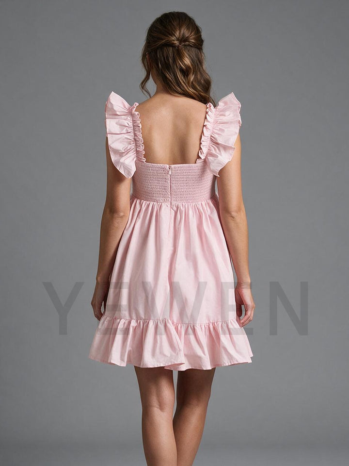 Ruffle Sleeve Tiered Babydoll Maternity Dress for Baby Shower YM261002