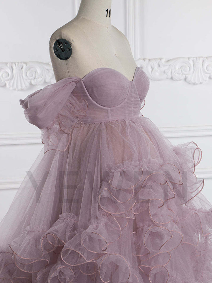 Maternity Dress for Photo Shoot Tulle Ruffle Maternity Gown Baby Shower Photoshoot Dress YW243160
