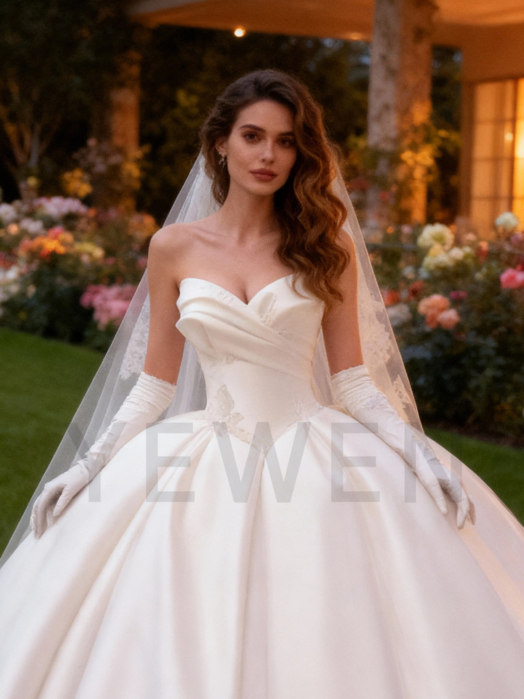 Satin Wedding Gown A Line Bridal Gown Lace Up Back