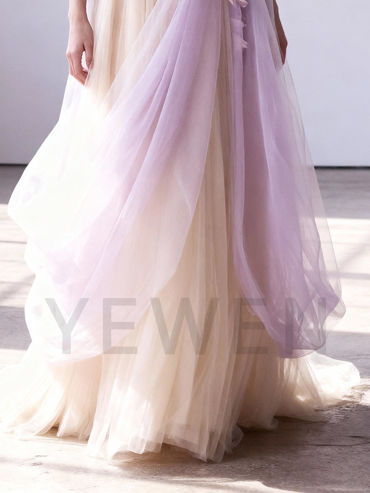 Chic Off Shoulder Tulle Evening Dresse Bridesmaid Formal Dress