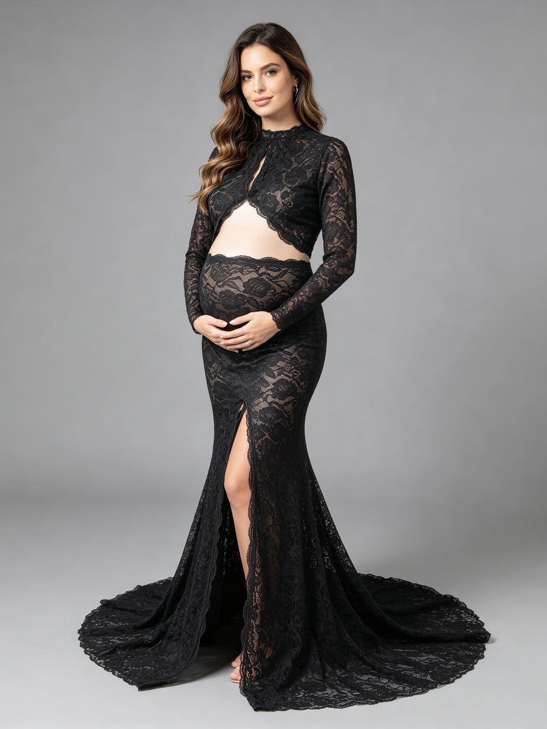 Summer Black Lace Maternity Dress for Photo Shoot 8-10 / Black Color