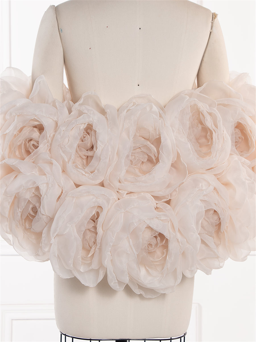 Handcrafted Large Organza Floral Shawl Bridal Cape Photography Pregnancy Shooting Props YW260277