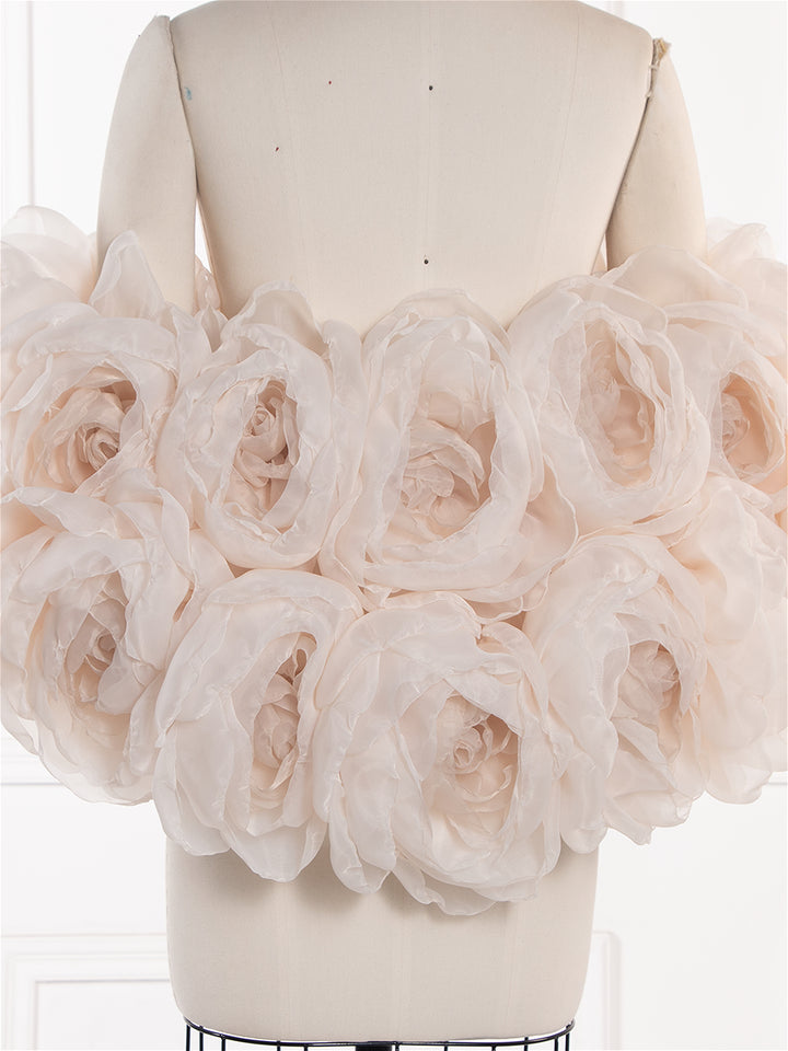 Handcrafted Large Organza Floral Shawl Bridal Cape Photography Pregnancy Shooting Props YW260277