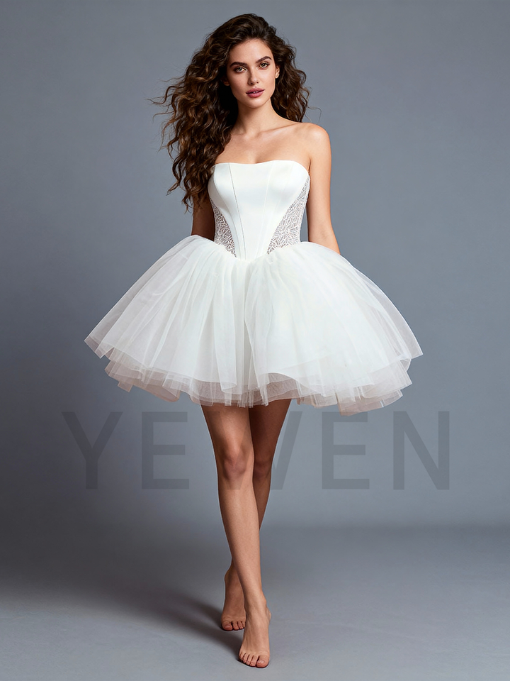 Elegant Sleeveless Ball Gown Wedding Dress 2026 Tiered Tulle Detachable Train Bridal Dress