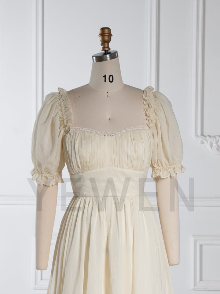 Boho Maxi Dress Puffy Short Sleeves Beach Photo Shoot Dress YW251006