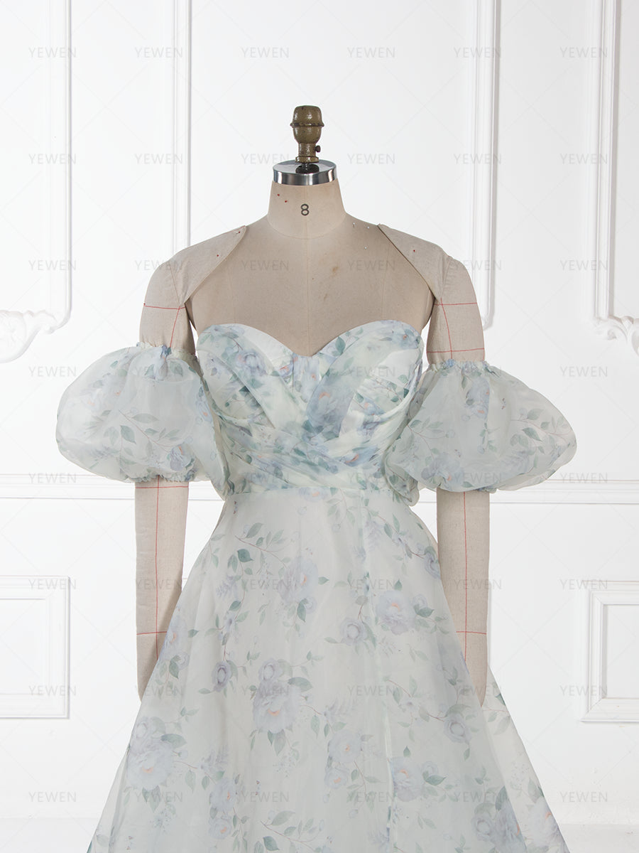 Princess' Dress Floral Organza Wedding Dress Maxi Dress with Slit YW260266