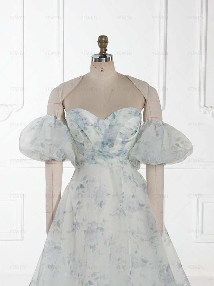 Princess' Dress Floral Organza Wedding Dress Maxi Dress with Slit YW260266