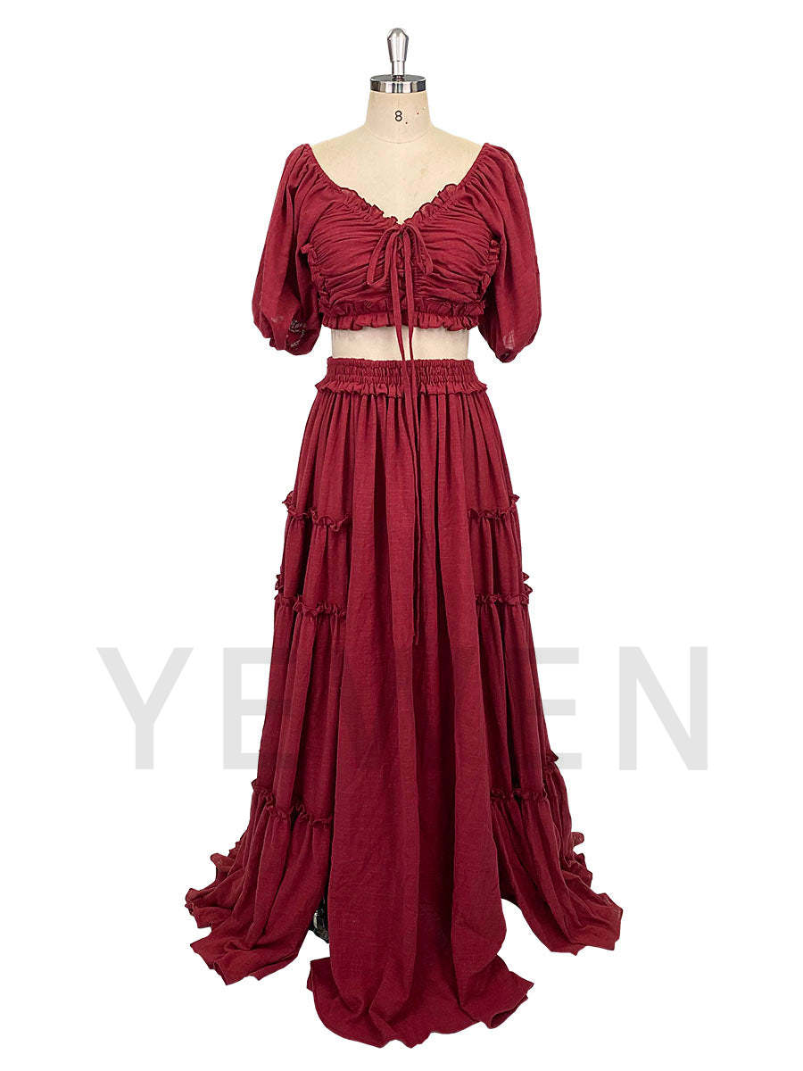 2 Pieces Set Women Dresses Half Sleeves Two Side Slit Photo Shoot Dresses - Fancy Photography Props 16 / M14 2 Pieces Set Women Dresses Half Sleeves Two Side Slit Photo Shoot Dresses - Fancy Photography Props 16 / M14