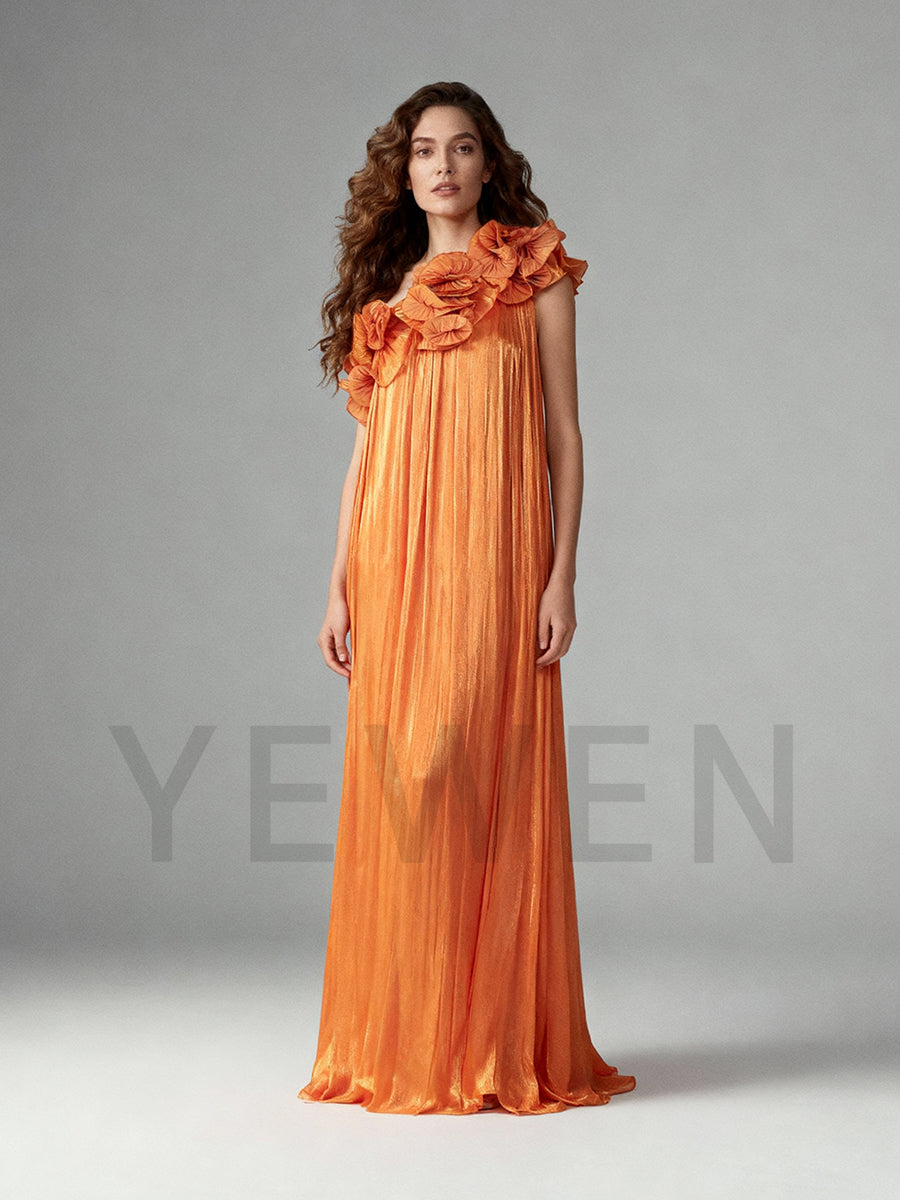 One Shoulder Loose Women's Long Evening Dress Holiday Beach Party Dress