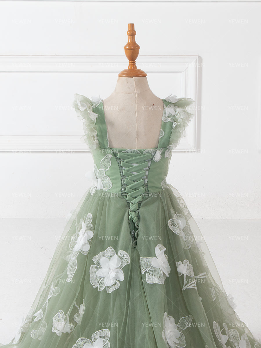 3D Floral Girls Formal Dress Princess Flower Girl Dress Photoshoot Dress for Kids YW260289
