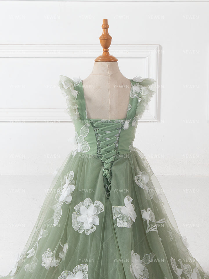 3D Floral Girls Formal Dress Princess Flower Girl Dress Photoshoot Dress for Kids YW260289