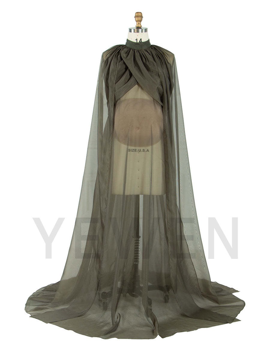 Sheer Maternity Cape Gown Olive Green Maternity Photoshoot Dress YW250037