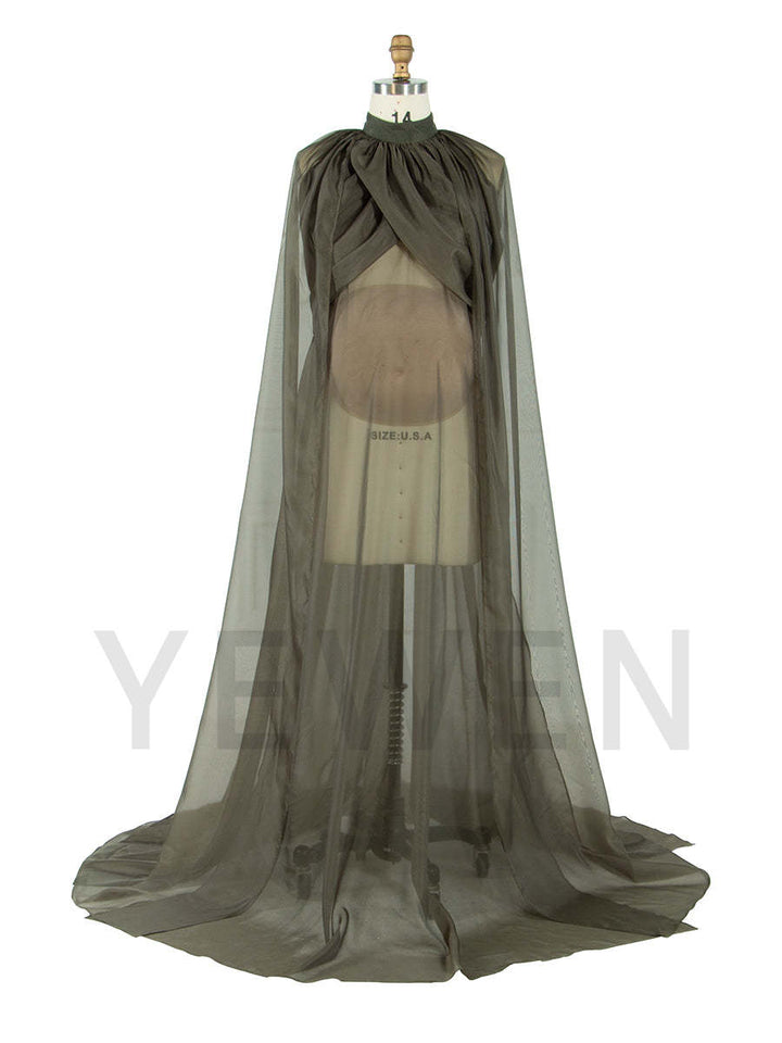 Sheer Maternity Cape Gown Olive Green Maternity Photoshoot Dress YW250037
