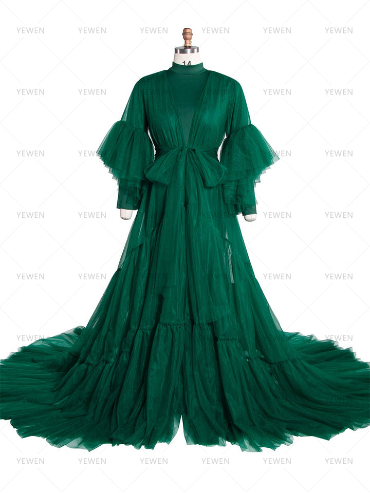 2 Piece Set Bodycon Baby Shower Gown with Tulle Robe YW260228